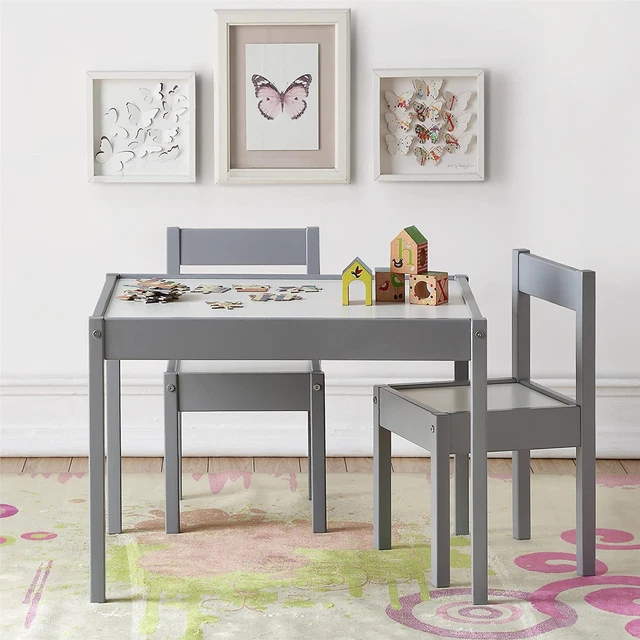Juego de mesa y silla infantil Hunter de 3 piezas, gris