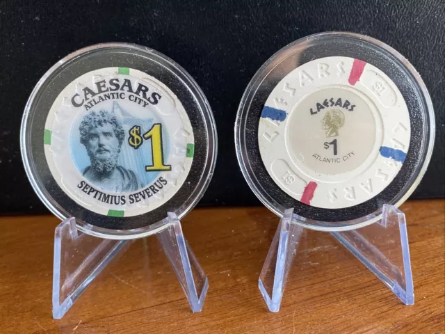 Ceasers, Atlantic City, NJ, $1 Casino Chips, Set of 2 Chips