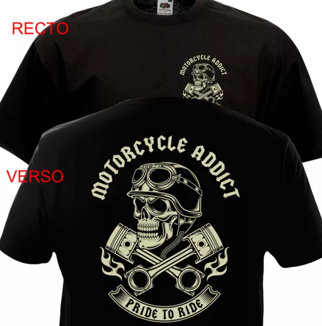 T-shirt MOTORCYCLE ADDICT - Biker Chopper Bobber Harley Davidson Indian Motard