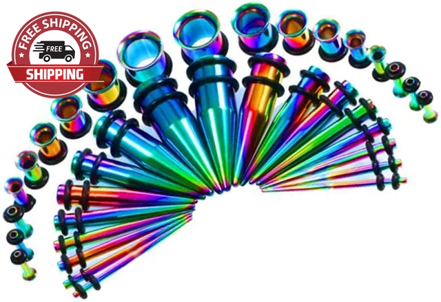 Ear Gauge Stretching Kit Stainless Steel Tapers and Plugs Set 36 Pieces 14G-00G