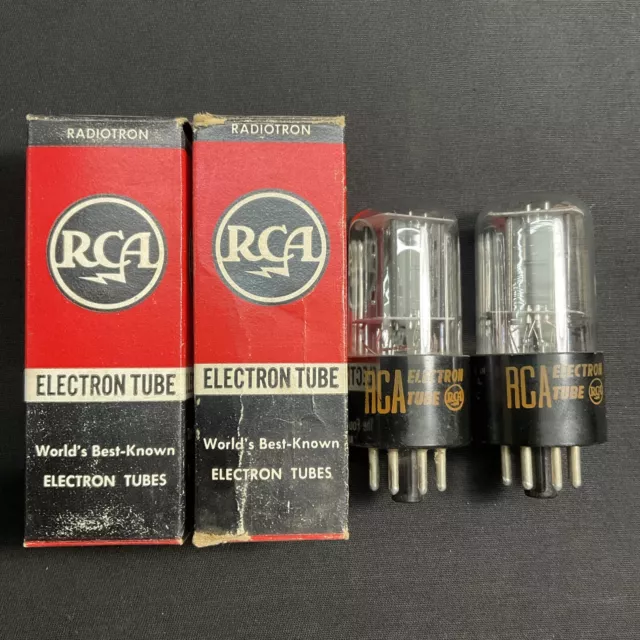 Matched Nos Pair Rca 6Sn7Gtb Audio Vacuum Tubes Tested Black Plate B.10135.C