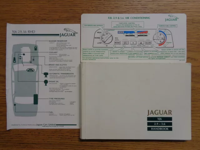 Jaguar XJ6 XJ Owners Handbook Manual 86-94