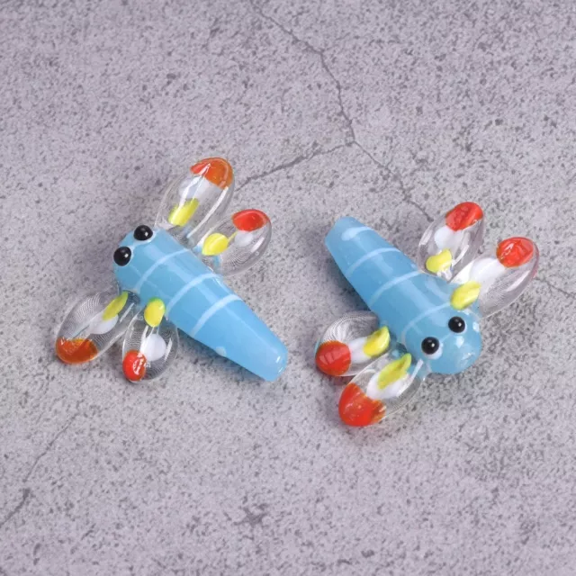 2pcs Handmade Dragonfly 26x21mm Lampwork Glass Loose Beads For Jewelry Making