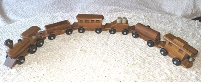 WOODEN TRAIN Set Handmade 6 Piece Wooden Wood Set