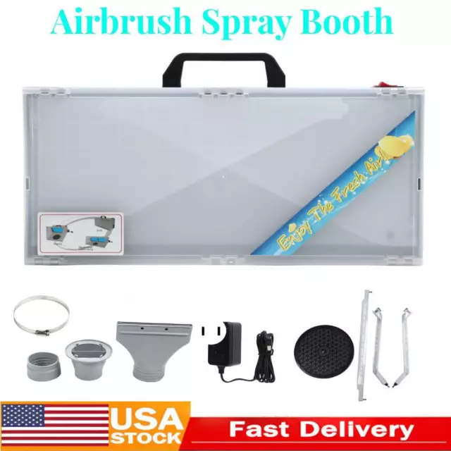 Airbrush Portable Hobby Paint Spray Booth Kit, Dual Fans, Lights, Filter Hose US