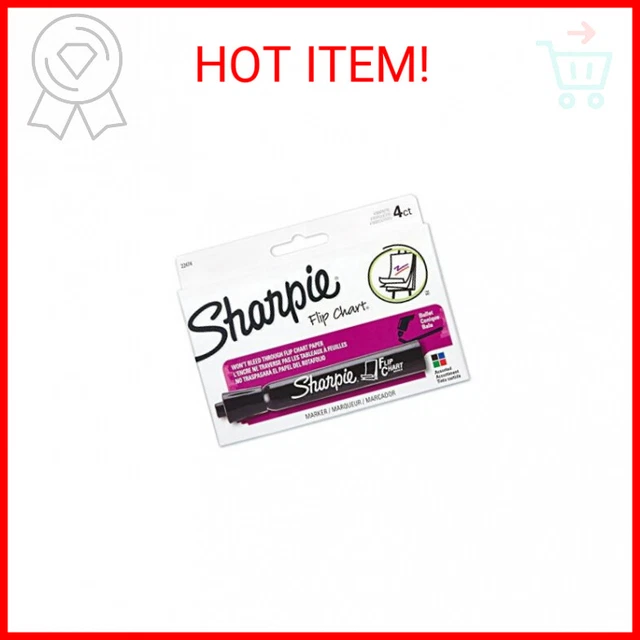 SHARPIE Flip Chart Markers, Bullet Tip, Assorted Colors, 4 Pack