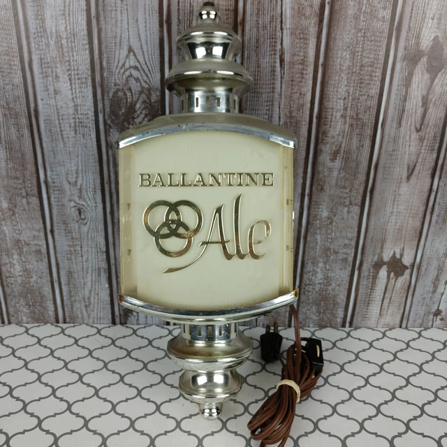 Vtg. 1964 Ballantine Ale Beer Lighted Bar Sign Wall Lantern Sconce Man Cave