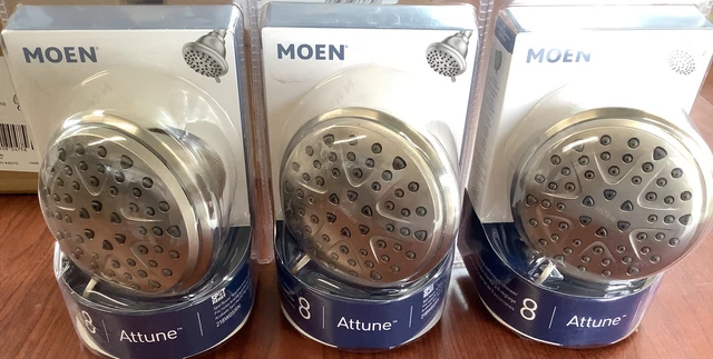 3PK Moen Attune 8 Spray 4” Fixed Shower Head Brushed Nickel 218W0SRN Bin292