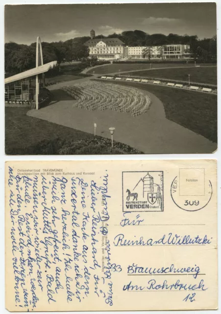 28941 - Travemünde - Musikpavillon, Kurhaus, Kursaal - Ansichtskarte, gelaufen