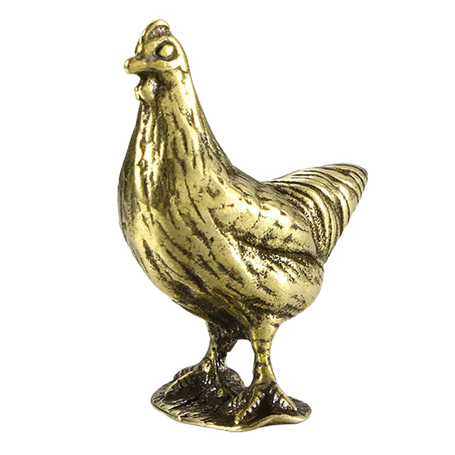 Escultura en miniatura resistente ornamental pequeña estatua de latón de gallina resistente a la corrosión