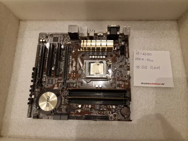 ASUS H97M-PLUS Rev 1.04 mATX USB3 Inkl. I5-4590 16GB RAM Mainboard (MB26)