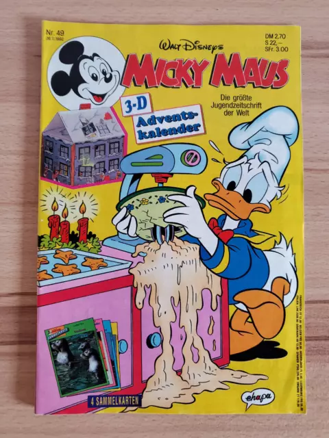 Micky Maus Heft 49 1992 mit Beilage 3-D Adventskalender und Sammelkarten