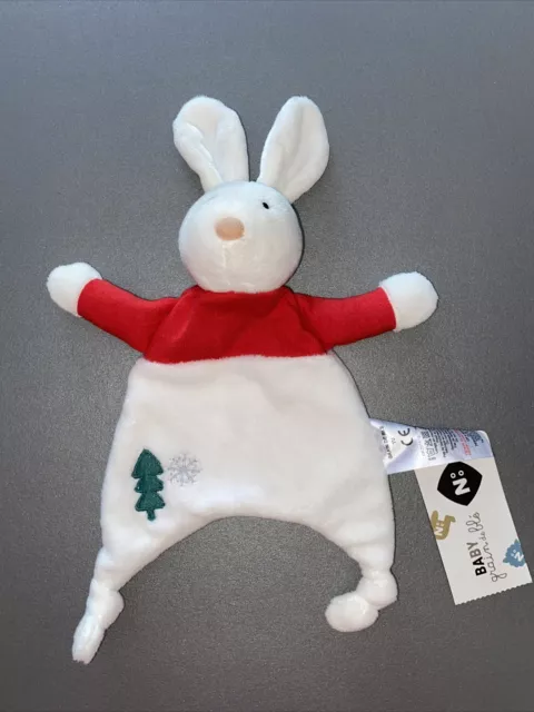 Doudou Plat Grain De Ble Zanier Z Lapin Blanc Rouge Sapin Vert Flocon - Neuf