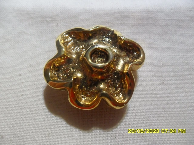 Cache-bouton doré vintage en forme de fleur, métal creux ? 30 x 35 mm