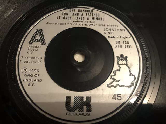 One Hundred Ton And A Feather - It Only Takes A Minute 7" Vinyl Single Record