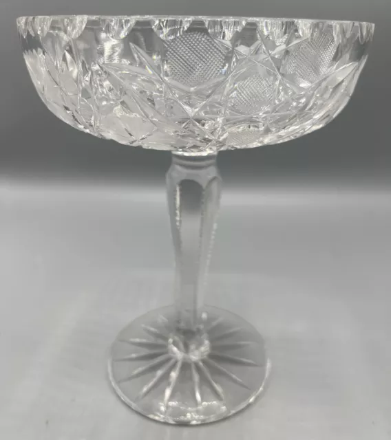 Vintage American Brilliant Period Cut Glass Compote, Antique