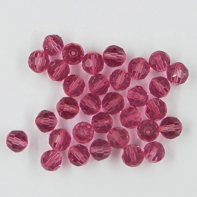 5000 7 R : 12 perles cristal Swarovski rondes réf. 5000 7mm ROSE