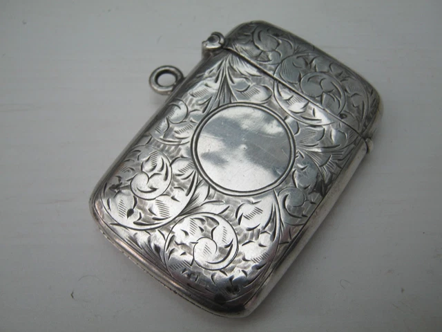 Antique Chester Hallmarked Sterling Silver Vesta Case Match Safe 39gms