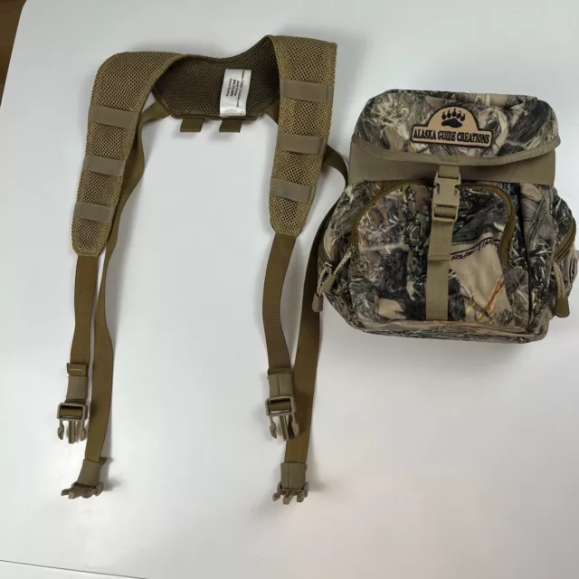 Alaska guide creations binopack binocular pack bag harness camo EUC Approx. Mea