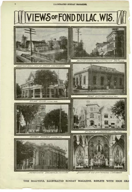 1909 Sunday Magazine Milwaukee Sunday Sentinal (8) Fon Du Lac Wisconsin Scenes