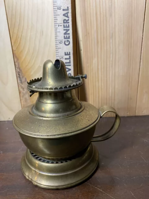 Antique Perkins & House Style Brass Finger Lamp, Fount and Burner only