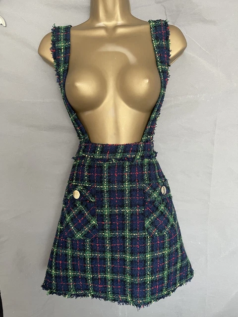 ZARA TWEED MINI Skirt With Braces Size XS 24.99 PicClick UK