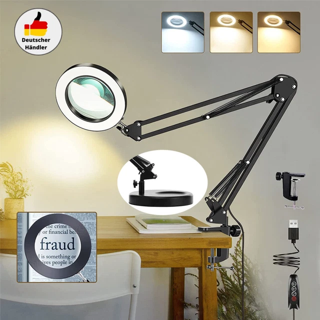 Lámpara de lupa LED lámpara de trabajo 10 dioptrías lupa luz con abrazadera y soporte
