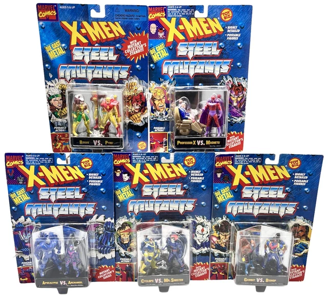 Marvel X-Men Steel Mutants Die Cast Metal Action Figures Toybiz 1994 Lot of 5