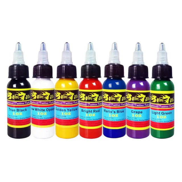 Tinte-Set 7 Flaschen 30ML 1oz Gute Qualität Pigment Tattoo Ink Vegan Kit TI301-3