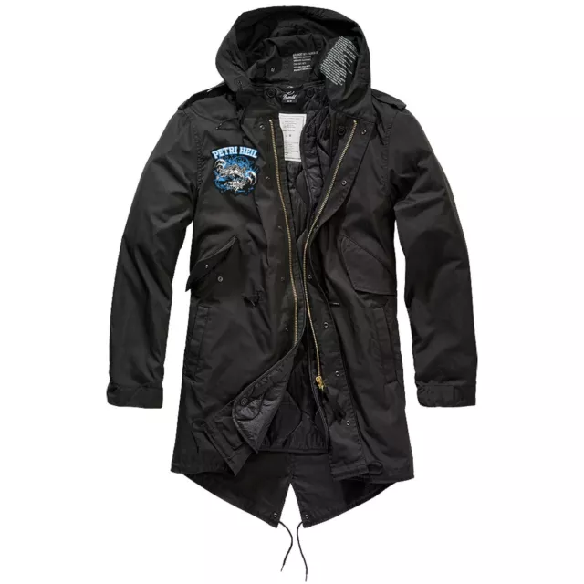 Parka lang Winter Jacke mit heraustrennbaren Futter Angler und Fische Sprüche