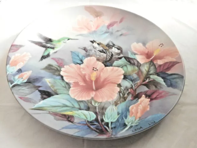 Bradford Exchange Natures Harmony Plate by Lena Liu Hummingbird Floral 1990