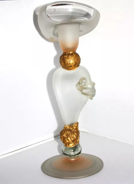 Vase, Knospenvase, Art- Deco Frankreich, mundgeblasen, Glas / Bronze, Kunstglas