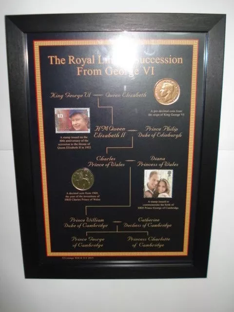 The line of succession George VI Wooden frame Stamps / Coins