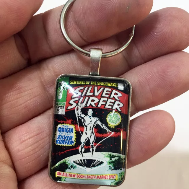 The Silver Surfer #1 Cover Key Ring - Necklace Classic Origin Comic Book Jewelry