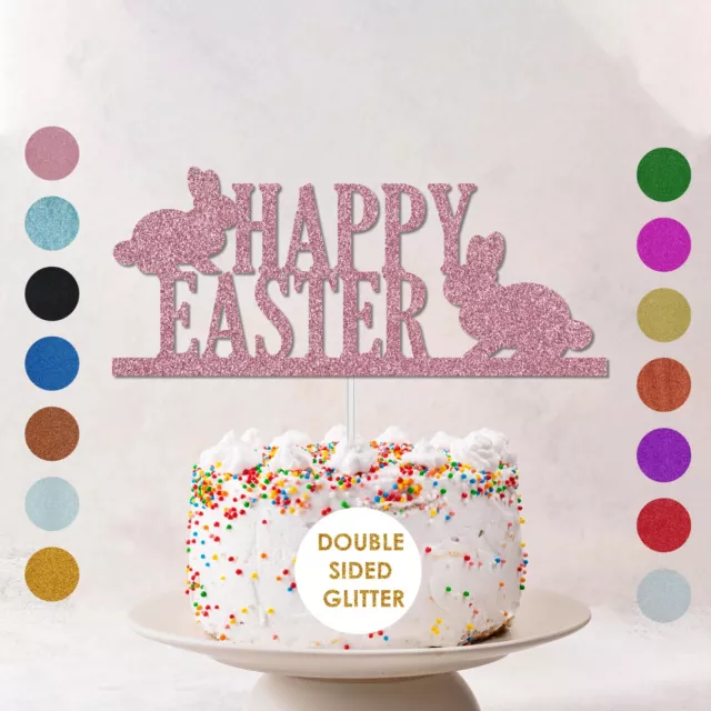 Happy Easter Celebration Glitter Cake Topper Rabbit Bunny Easter Party Decor