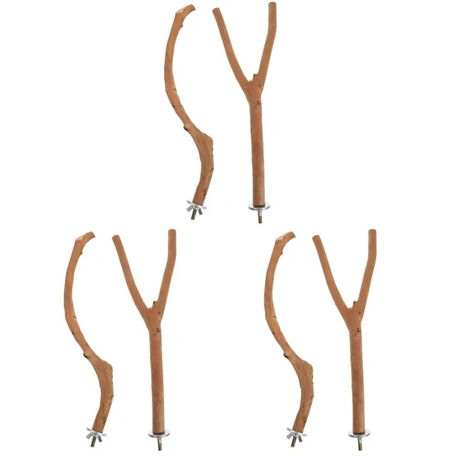 6 Pcs Papagei Stehender Stock Vogelständer Aus Holz Holzrahmen Spielzeug