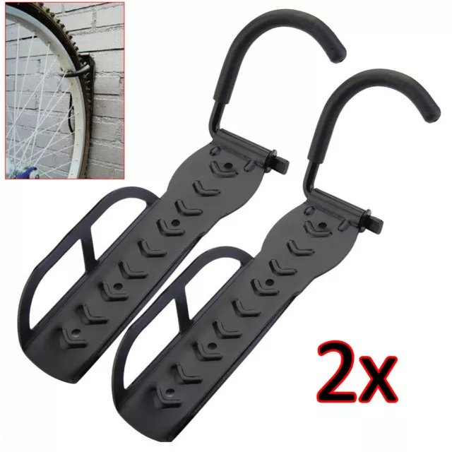 2X Steel Bicycle Storage Wall Mounted Mount Hook Rack Holder Hanger Stand Ukdc