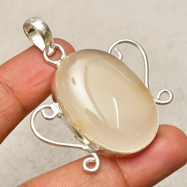 Pendentif de bijoux en argent sterling 925 fait à la main en préhnite 2