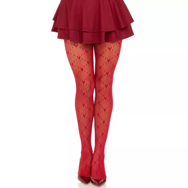 NEW VALENTINES LOVE Heart Patterned Fishnet Tights Womens Pantyhose ...