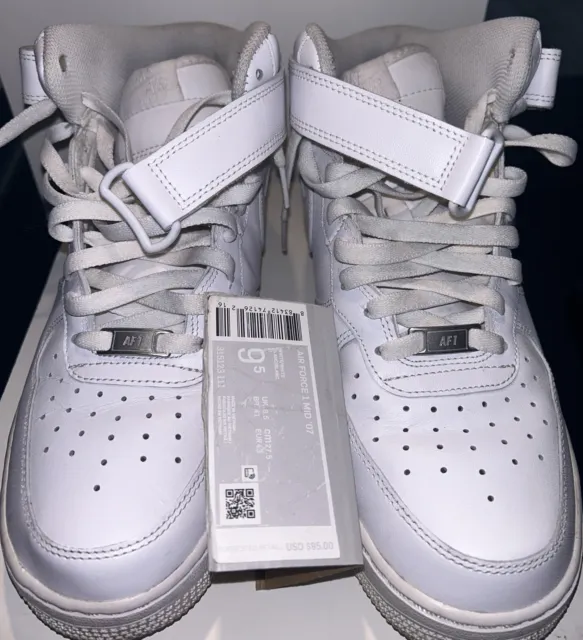 Nike Air Force 1 Mid 07 White Shoes Sneakers Mens Size 9.5 Basketball 315123-111