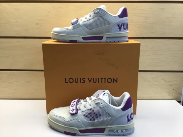 LOUIS VUITTON FD0210 LV Trail Line Suede Sneakers Shoes 6 Purple Auth Men  Used