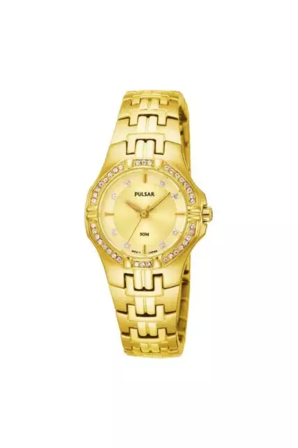 Pulsar Ladies Swarovski Bracciale Placcato Oro Orologio PTC390X1