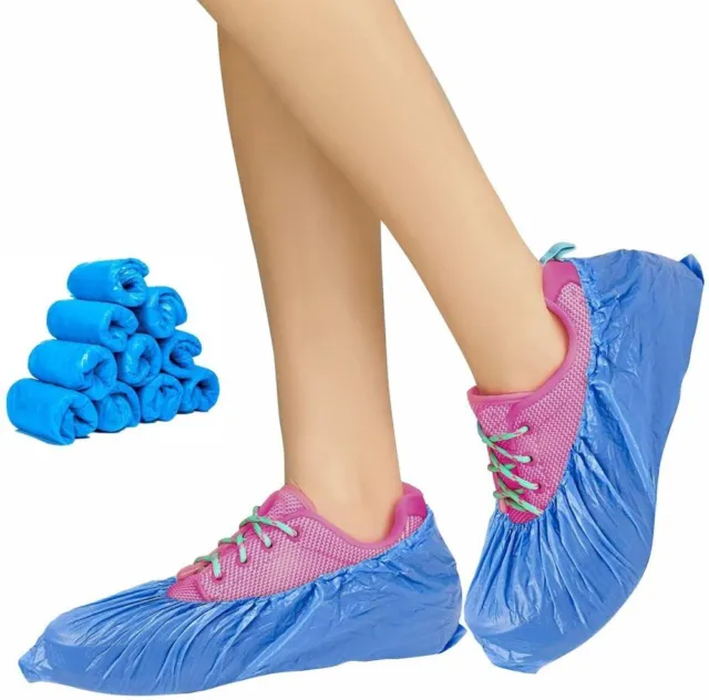 100 Pack of Disposable Shoe Covers. Blue Shoe Covers. Polyethylene Shoe