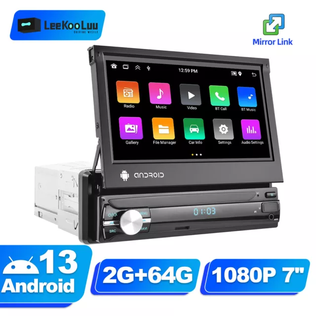 7" 2G+64G Android 13.0 Autoradio 1DIN Mit GPS Navi WIFI Touchscreen Bluetooth FM