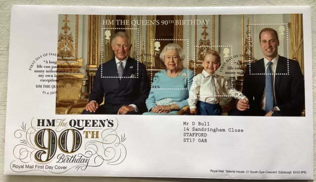 GB QEII 2016 Queen’s 90th Birthday Minisheet RM FDC Windsor SHS Typed Address