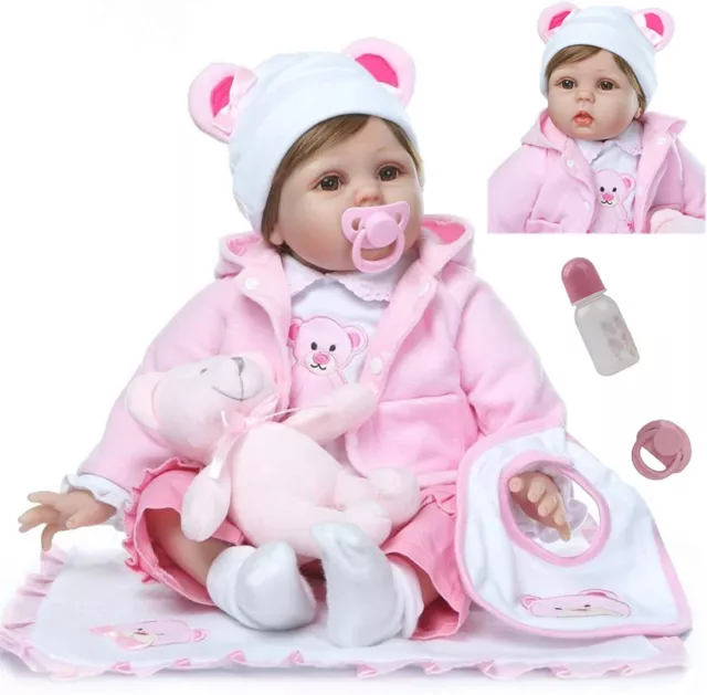 22" Reborn Baby Dolls Vinyl Silicone Handmade Lifelike Newborn Barbie Gift Doll