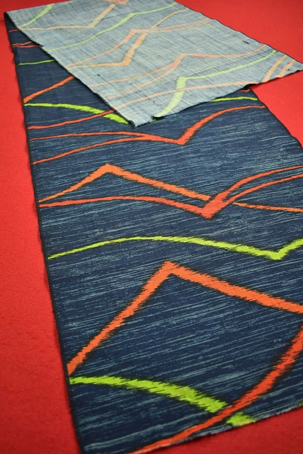 Vintage Japanese Kimono Fabric Wool Antique Boro Kusakizome Dyed 58.7"/LD83/110