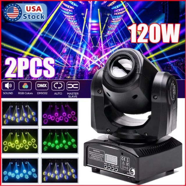 2PC LED Moving Head Light Gobo RGBW Beam DMX512 Disco Party Dj Stage Lighting US
