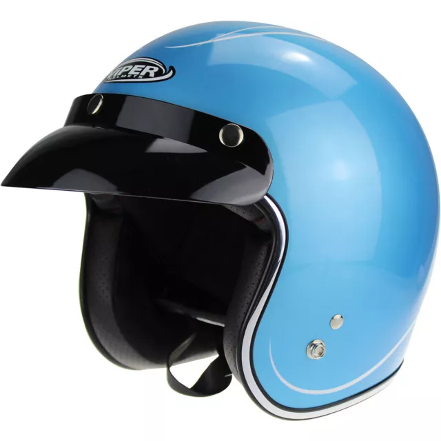 Viper RS-05 Slim Fit Open Face Scooter Motorcycle Retro Helmet - Aqua Blue