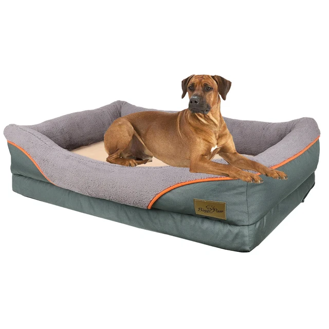 Thick Memory Foam Dog Bolster Bed Orthopedic Lounger Pillow Kennel Beds Mattress